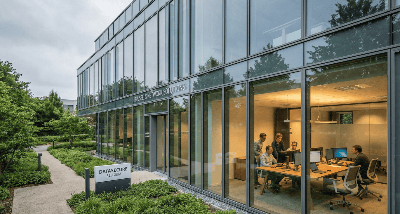 Modern Belgian office building representing the European mid-market organisations evaluating SASE platforms