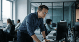 IT manager reviewing a login session on screen, illustrating session hijacking after MFA