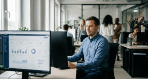 IT manager reviewing login activity for credential stuffing and password spraying signs
