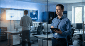 Security engineer reviewing a NetScaler gateway migration to ZTNA in a network operations room