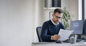 Windows systems administrator reviewing a DirectAccess to ZTNA migration plan in a modern office