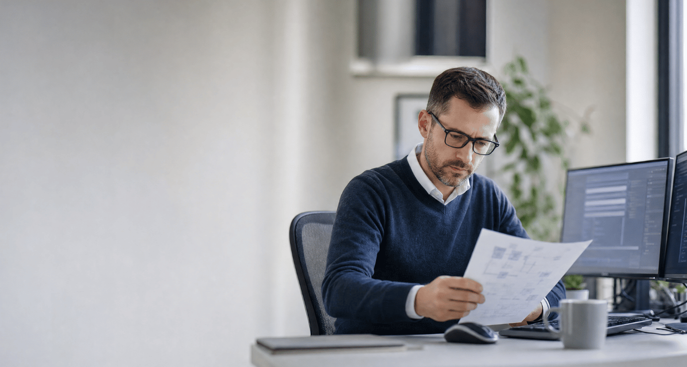 Windows systems administrator reviewing a DirectAccess to ZTNA migration plan in a modern office